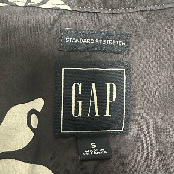 Gap Gray and White Floral Short Sleeve Button Down Sz S - Picture 2 of 3